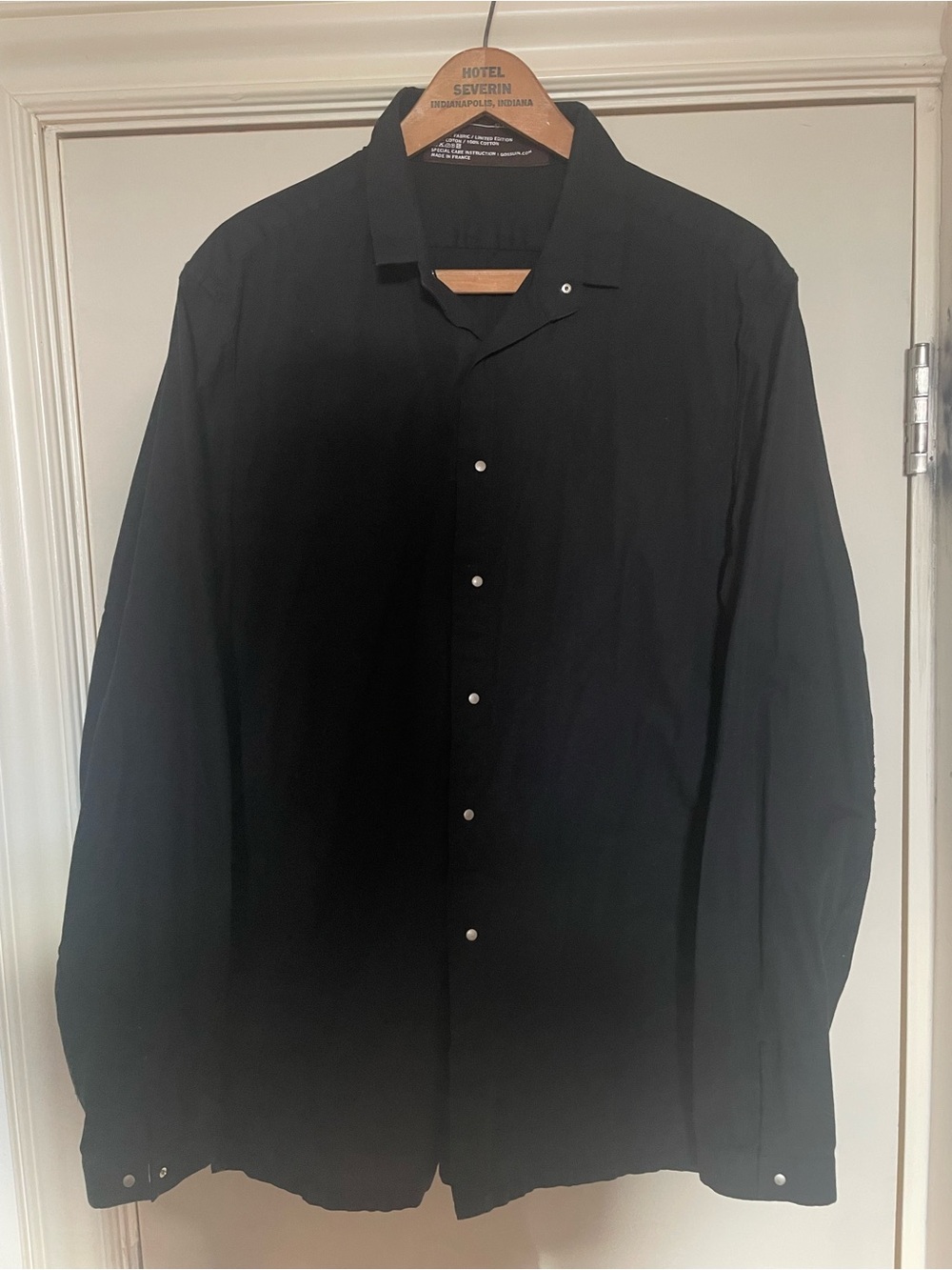 Men's GOSSUIN made in France Black Button-Up Shirt - Classic Long Sleeve